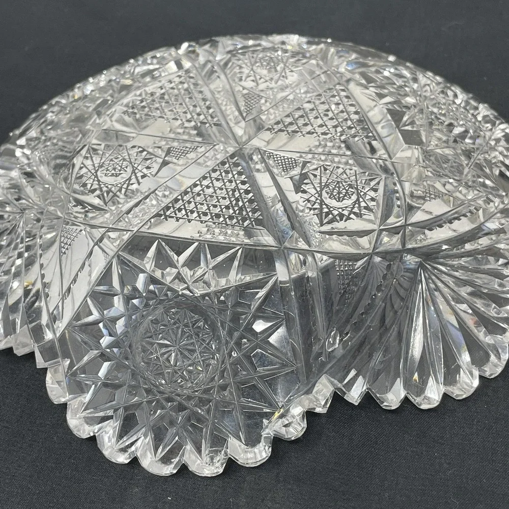 Antique American Brilliant Cut Glass Shallow Bowl Plate‎ 7